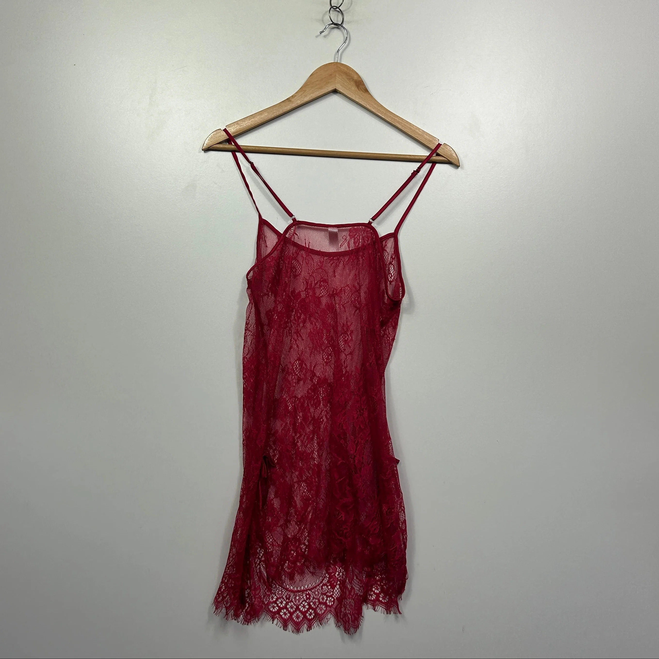 Bras N Things Red Lace Chemise with Adjustable Straps - Size 12 - Image 4