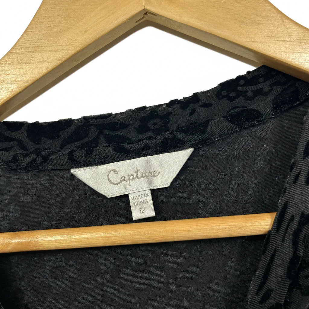 Capture Black Textured Floral Top - Size 12 - Image 2