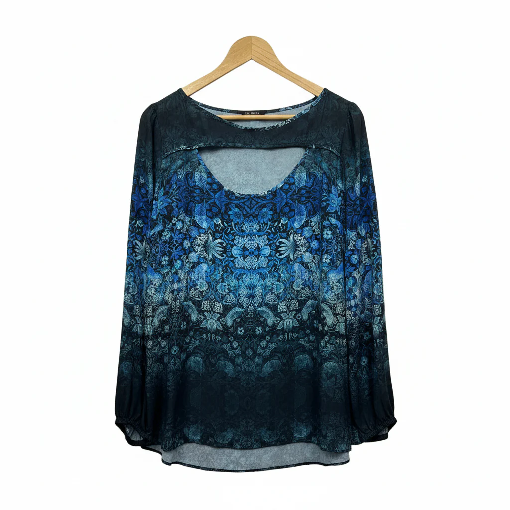 City Chic Blue Floral Print Top - Size 14/XS