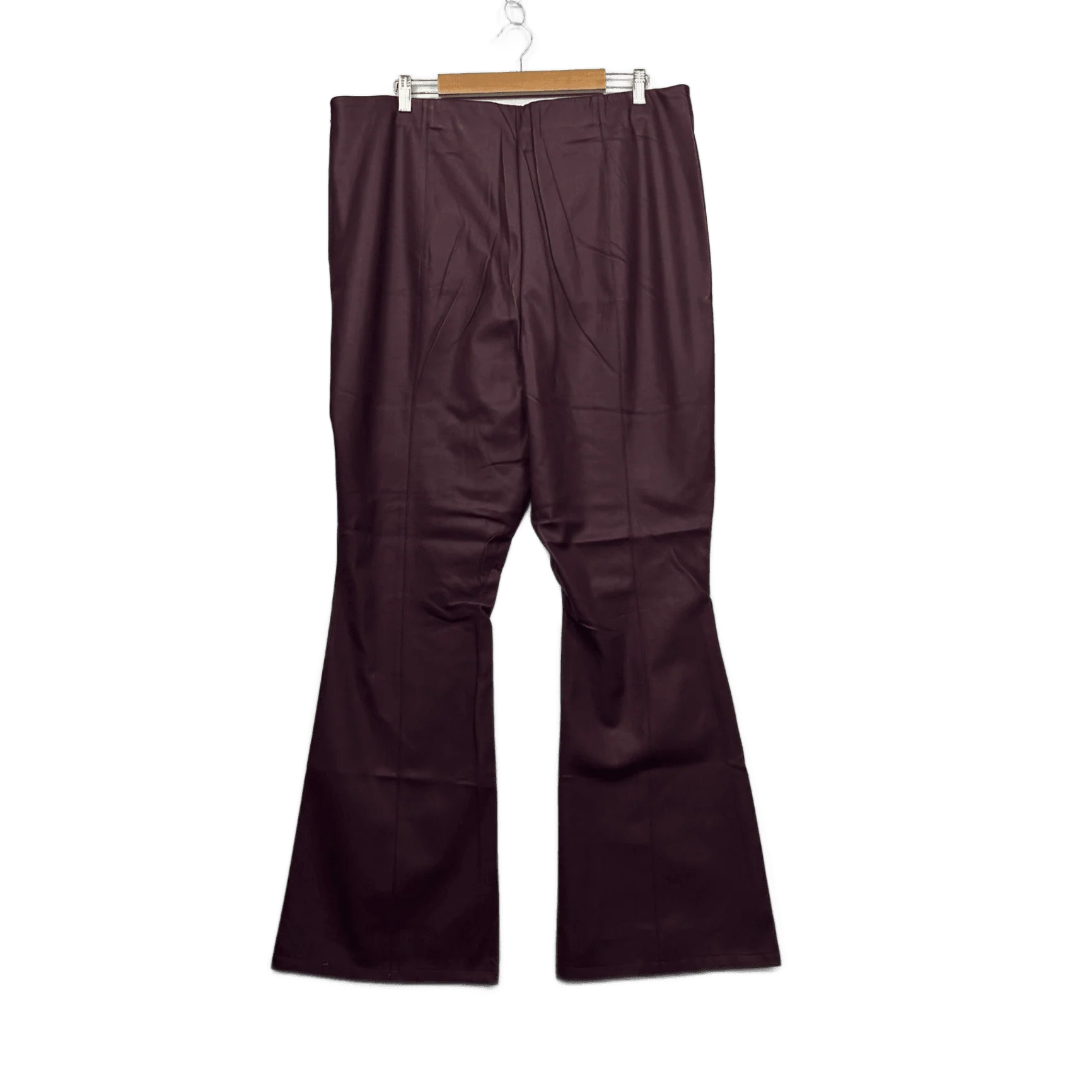 City Chic Faux Leather PVC Flared Pants Trousers Size 22 Burgundy - Image 2