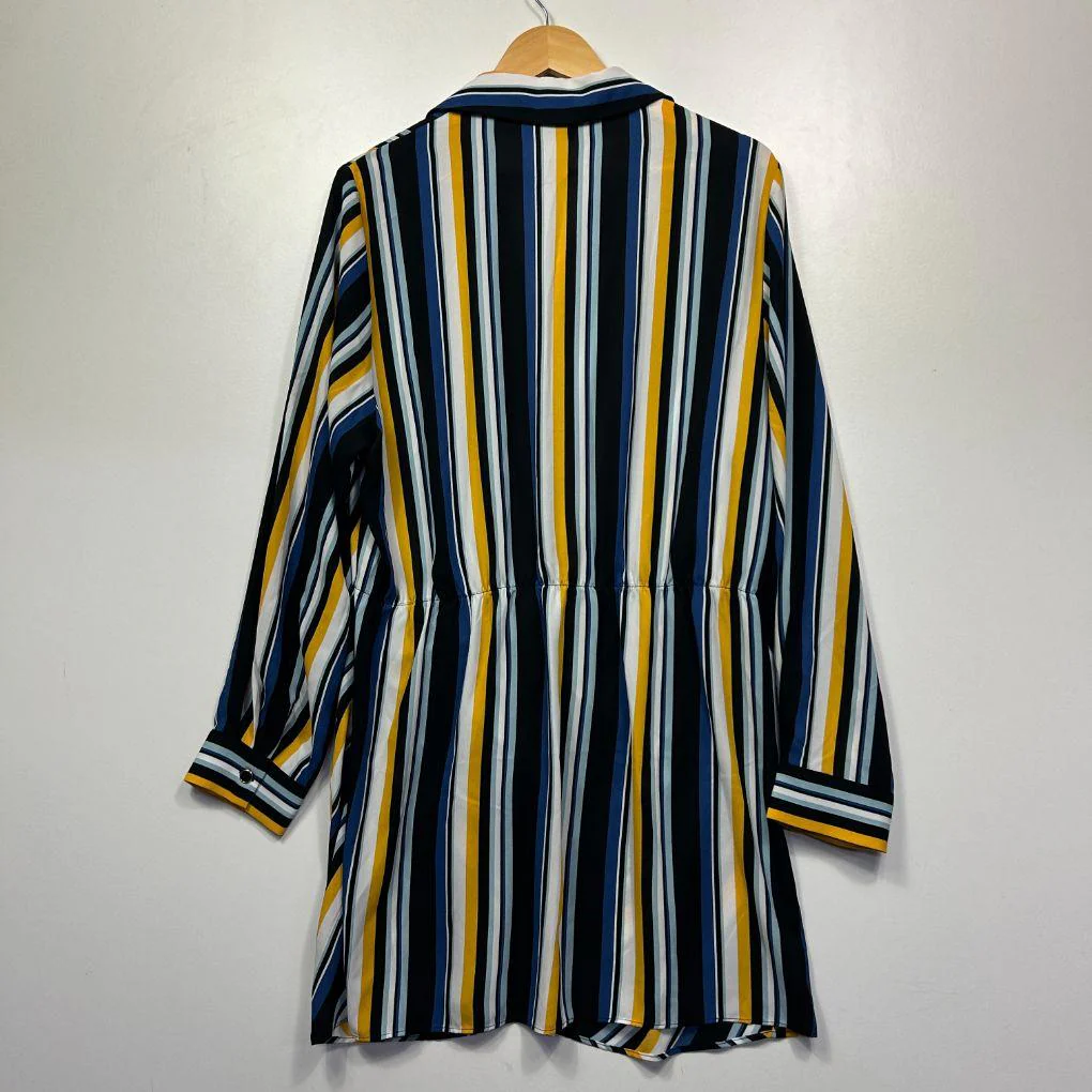 City Chic Navy Multi-Stripe Shirt - Size 18/M - Image 4