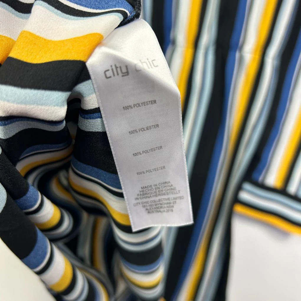City Chic Navy Multi-Stripe Shirt - Size 18/M - Image 5
