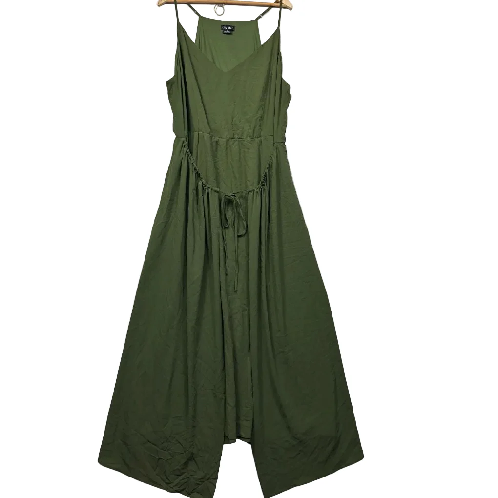 City Chic Olive Green Maxi Wrap Dress - Size 20/L