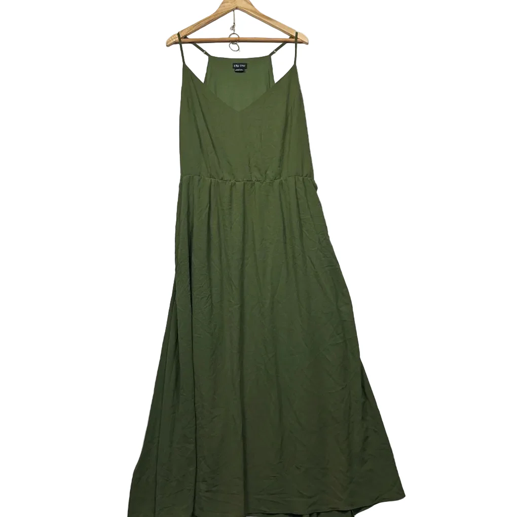 City Chic Olive Green Maxi Wrap Dress - Size 20/L - Image 4