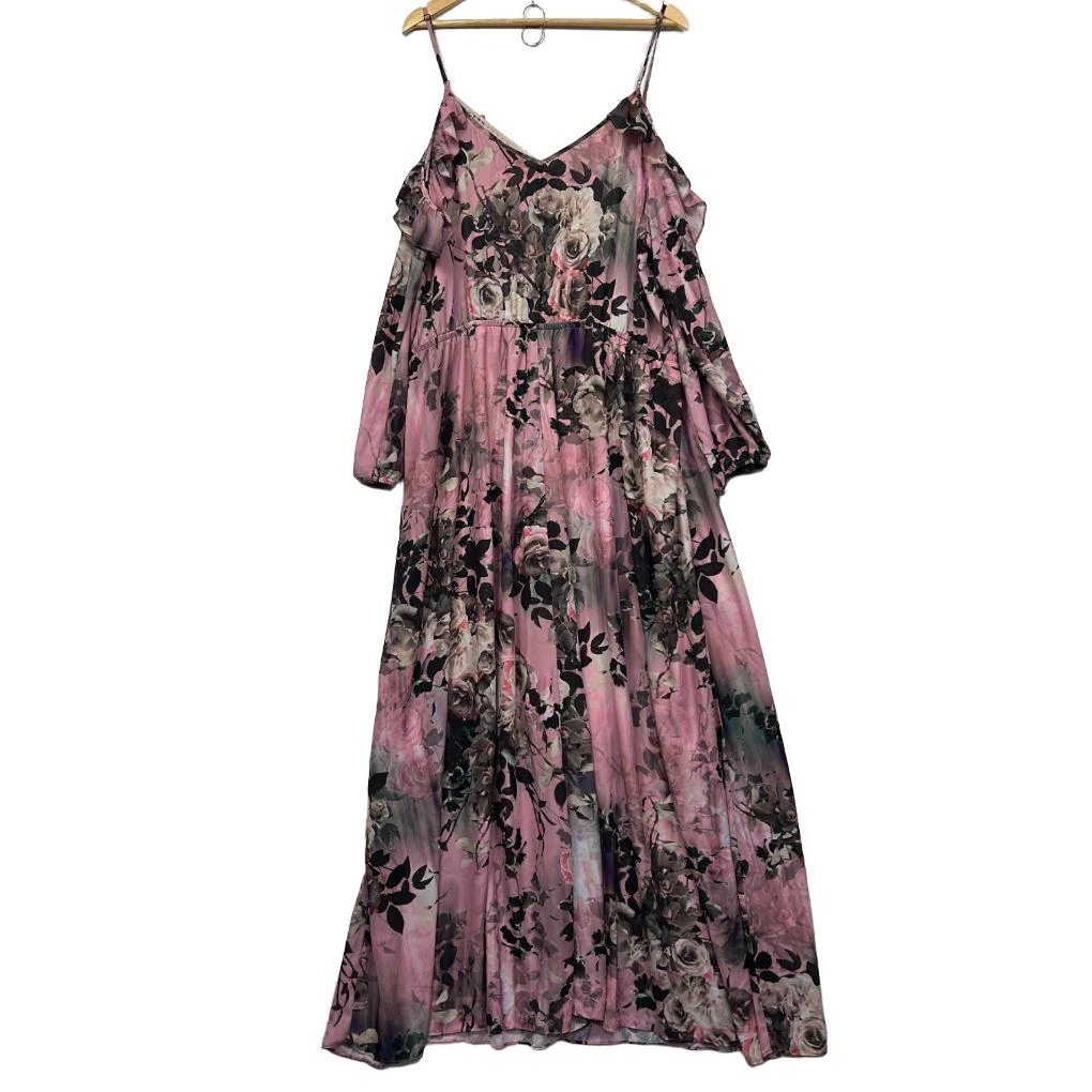 City Chic Pink Floral Cocktail Dress - Size 22/XL