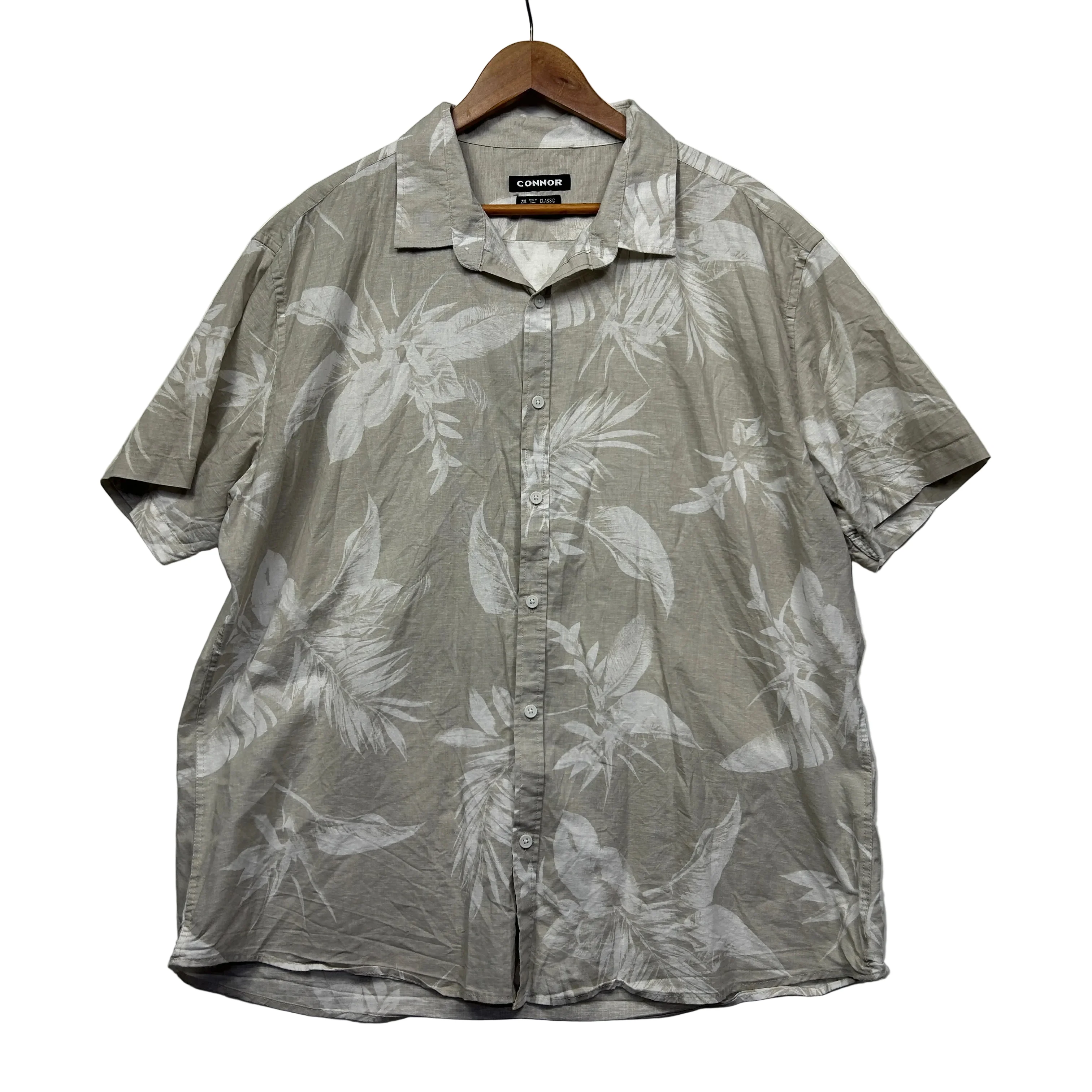 Connor Sage Leaf Print Short Sleeve Shirt - Size 2XL