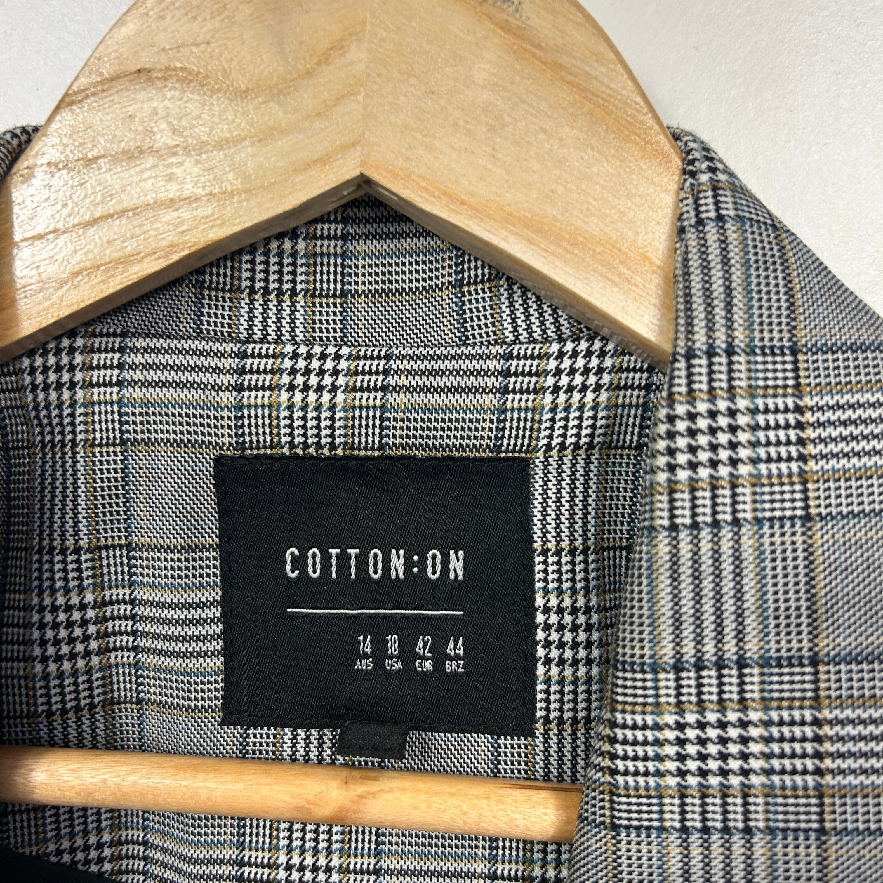 Cotton On Black and White Check Blazer - Size 14 - Image 3