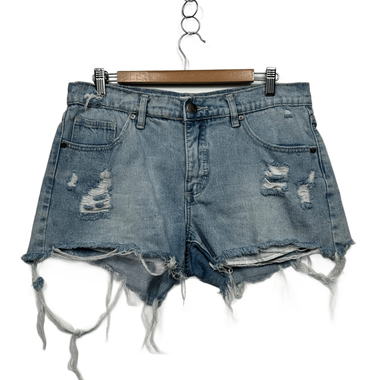 Cotton On Light Blue Relaxed Distressed Ripped Frayed Hem Size 14