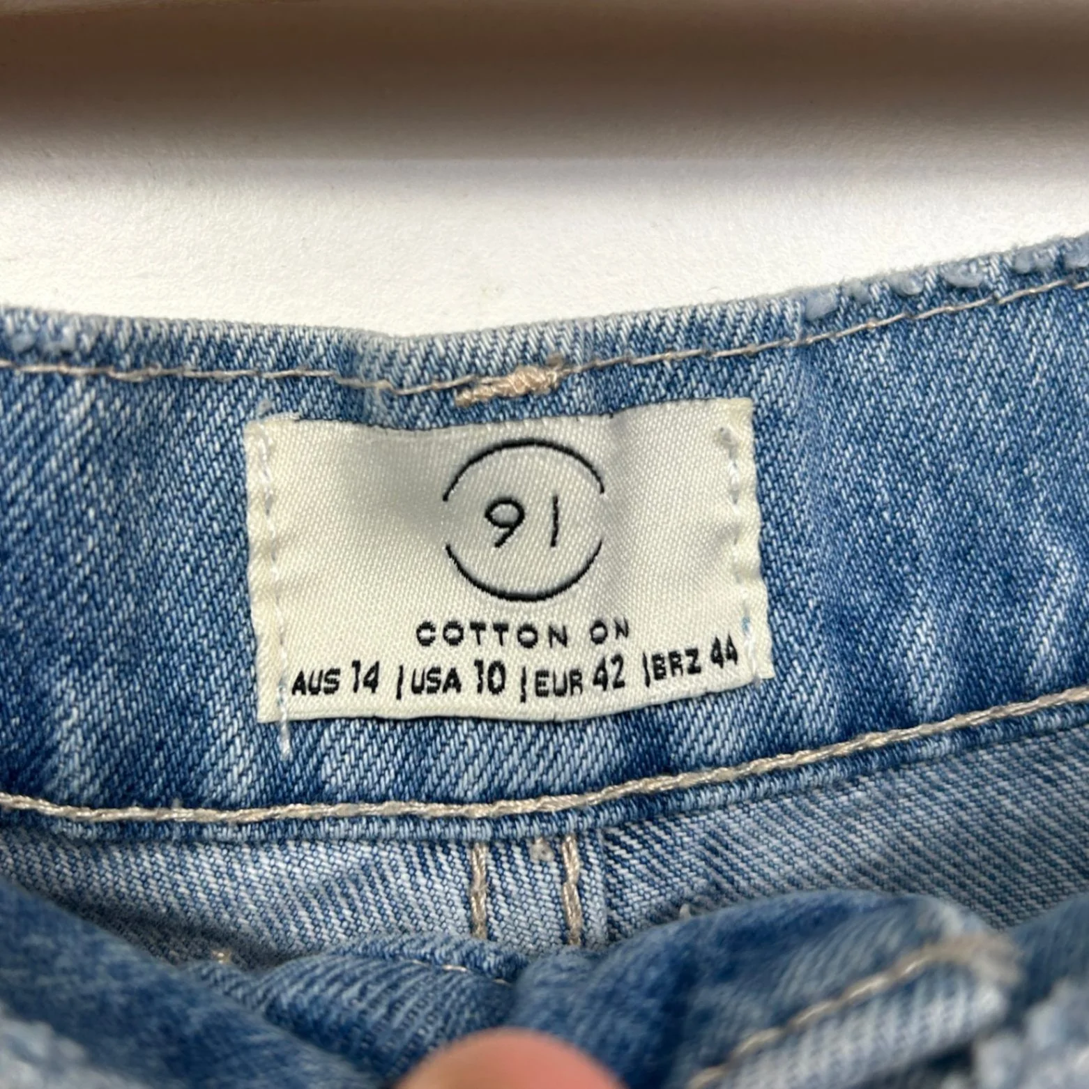 Cotton On Light Blue Relaxed Distressed Ripped Frayed Hem Size 14 - Image 3
