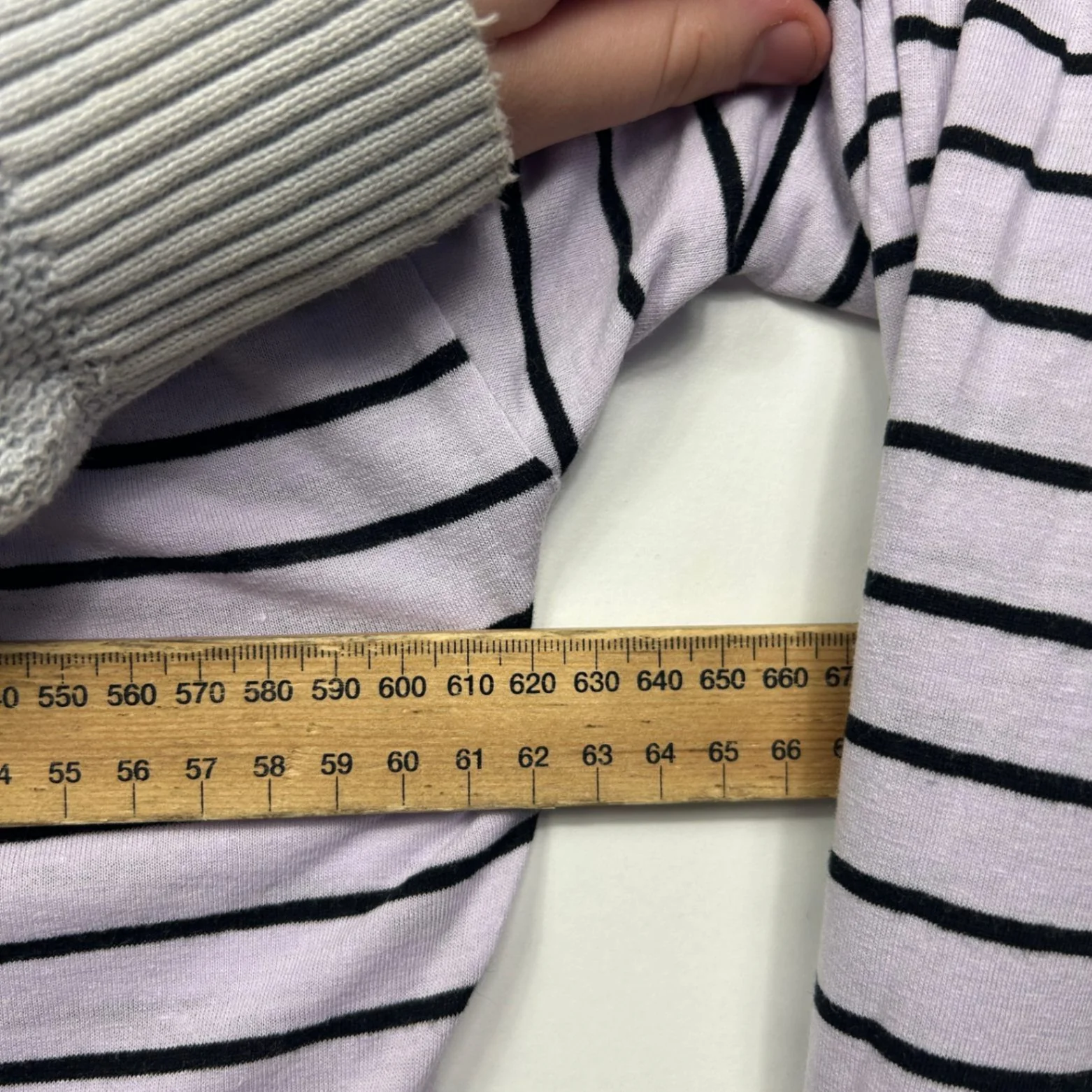 Country Road Mauve Black Long Sleeve Linen Blend Striped Casual Top Size L - Image 6