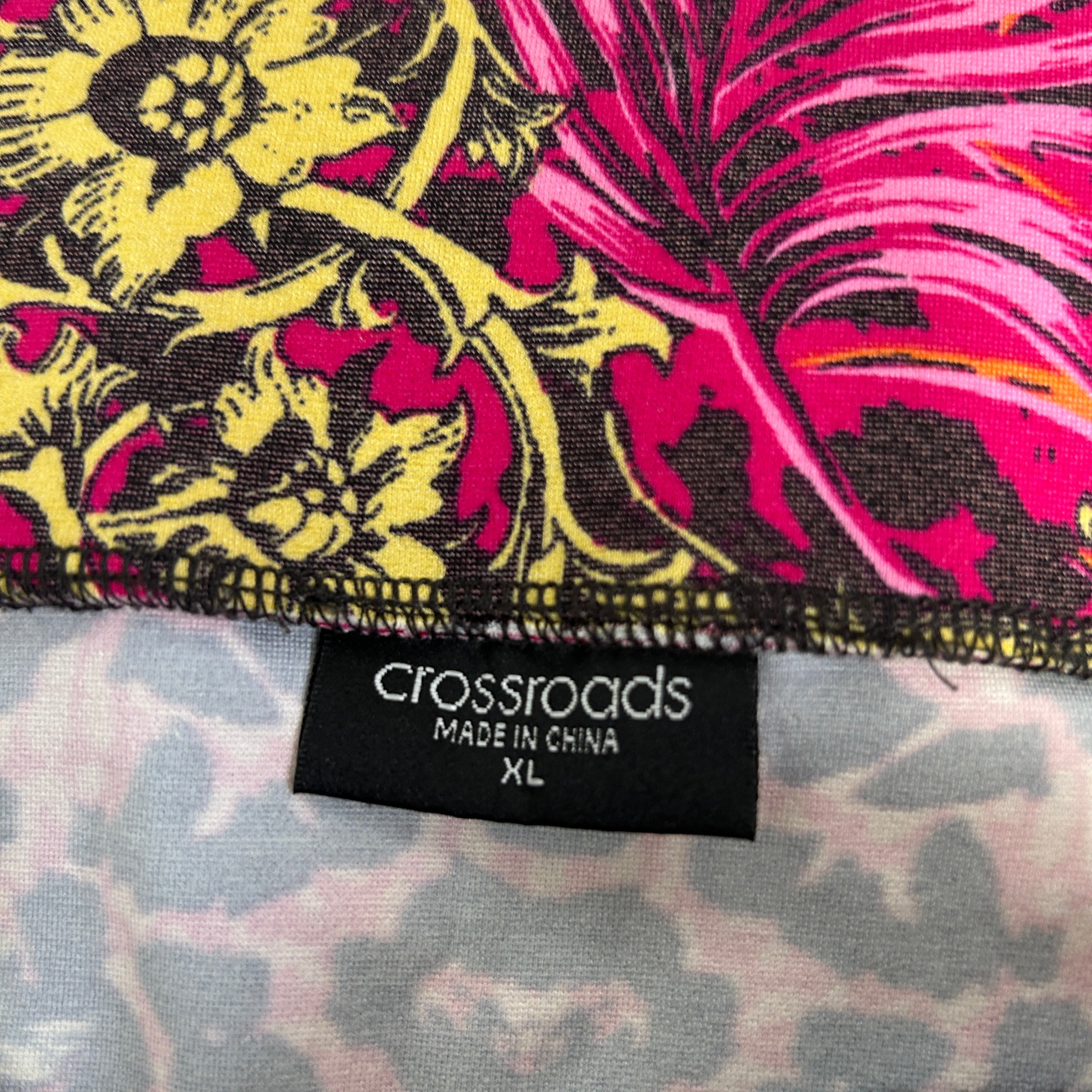 Crossroads Pink Yellow Patterned Stretch Skirt - Size XL - Image 2