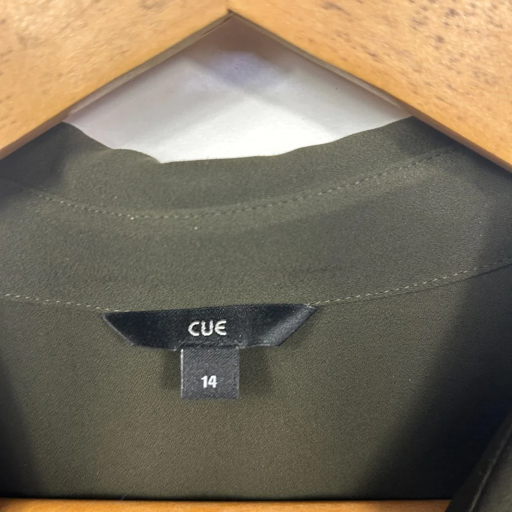 Cue Green Olive Long Sleeve Shirt - Size 14 - Image 2