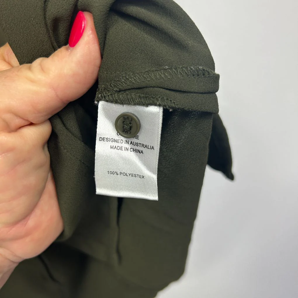 Cue Green Olive Long Sleeve Shirt - Size 14 - Image 3