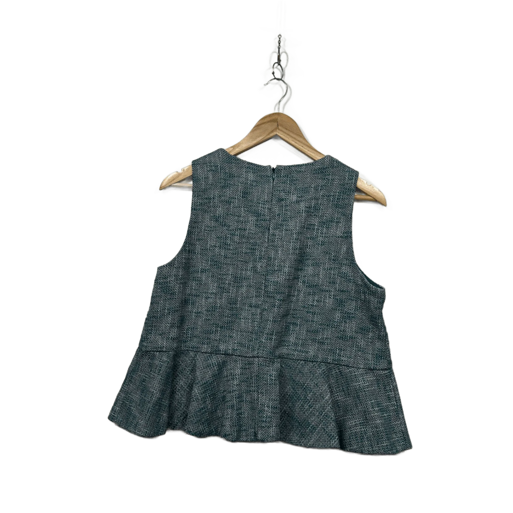 Cue Tweed Round Neck Textured Teal Peplum Top Size 12 - Image 2