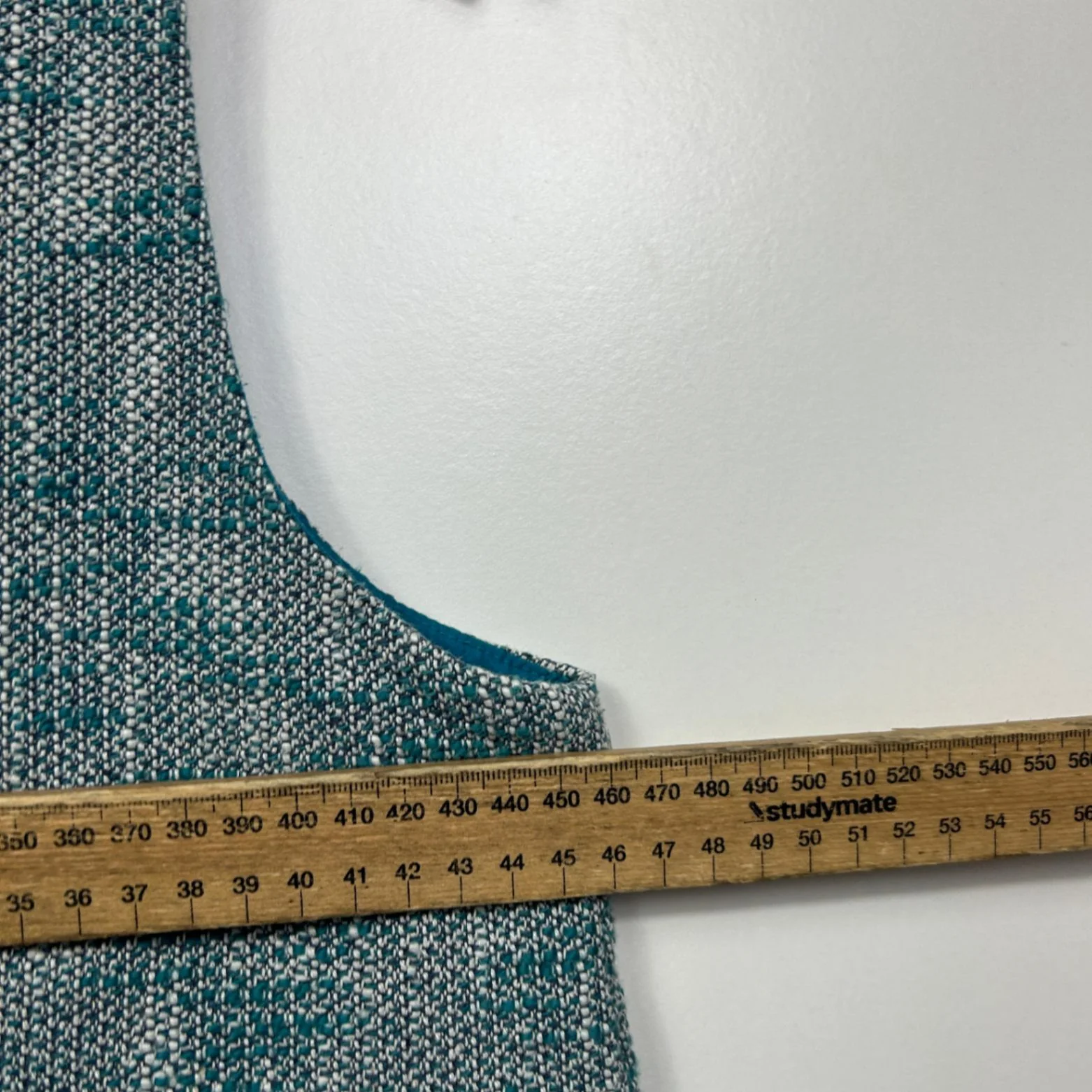Cue Tweed Round Neck Textured Teal Peplum Top Size 12 - Image 6