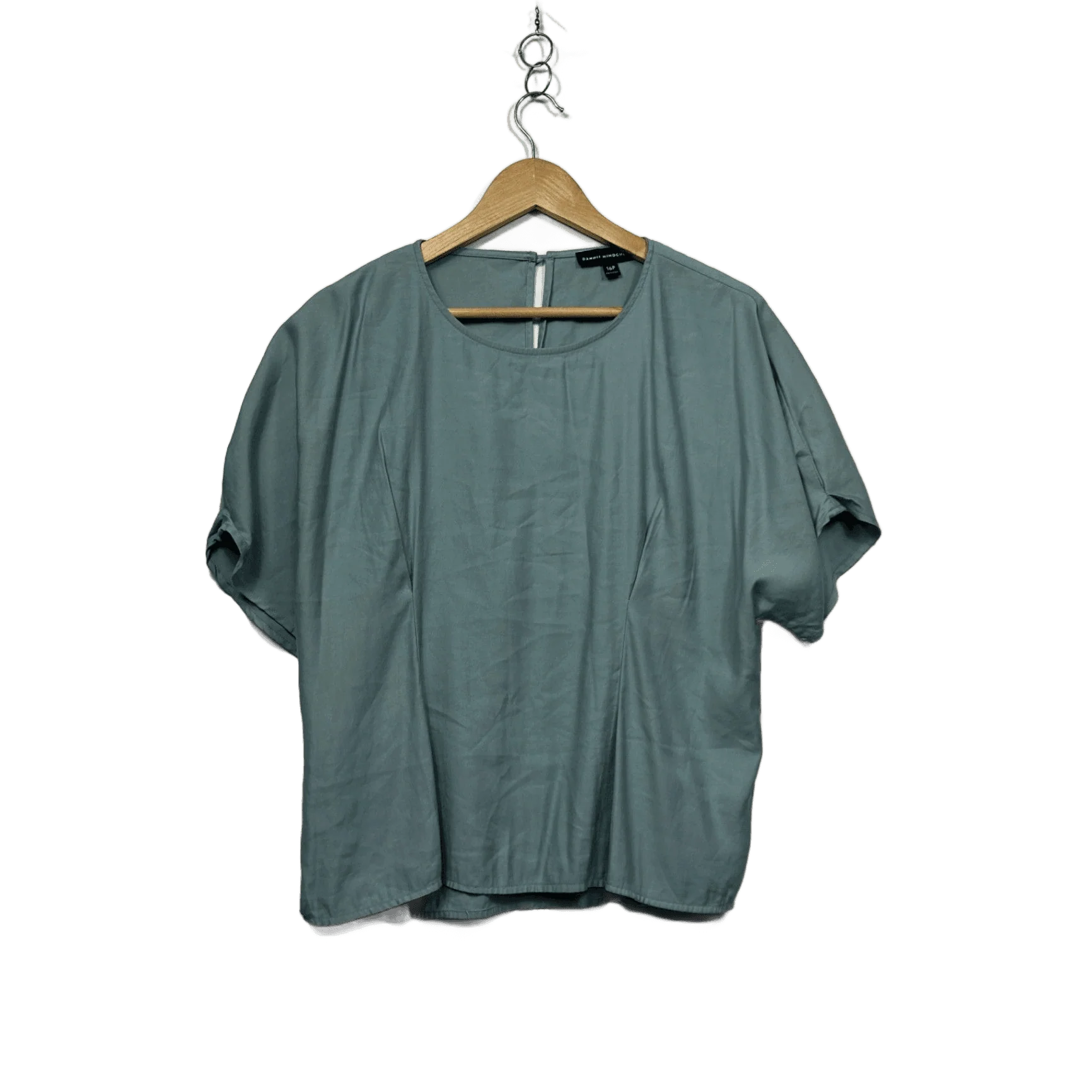 Dannii Minogue Green Short Sleeve Fitted Top Size 16P Petites