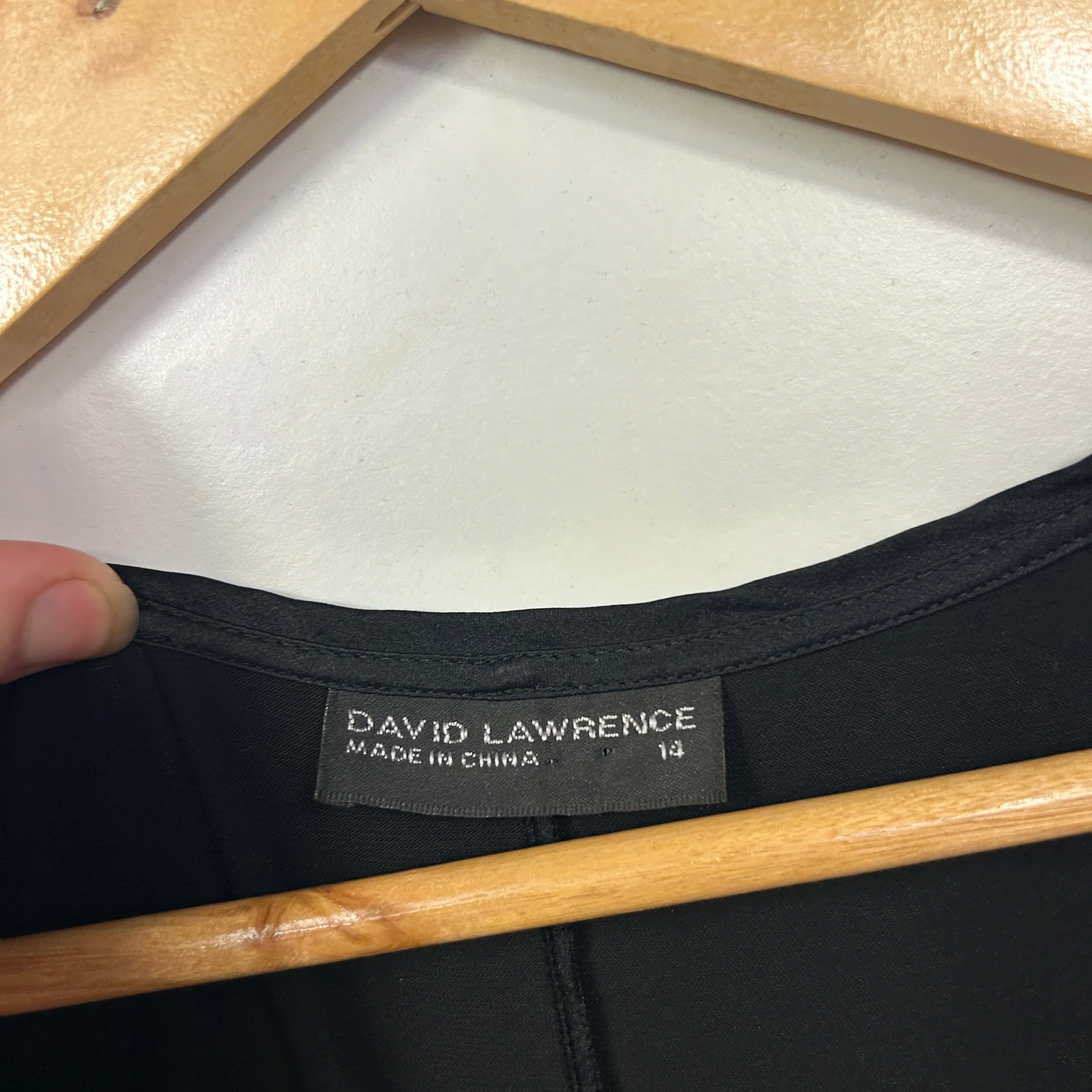 David Lawrence Black Faux Wrap Dress - Size 14 - Image 2