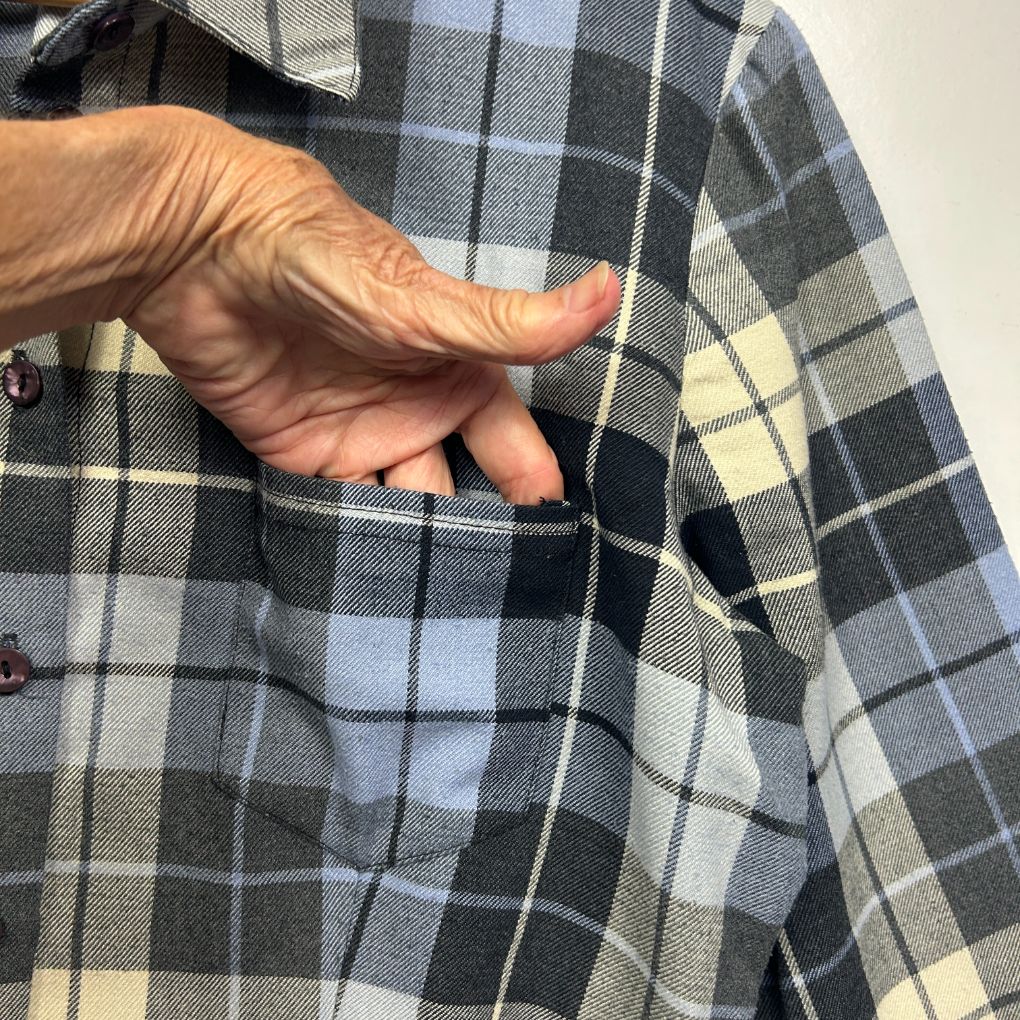 Vintage Dolina Blue Plaid Long Sleeve Shirt - Size 12 - Image 5