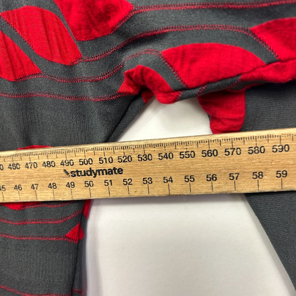 Open Front Red Grey Striped Longline Top - Size 14-16 - Image 3