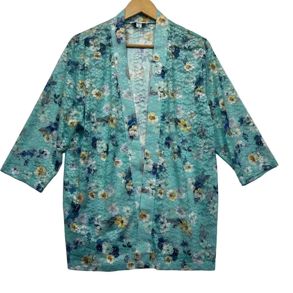 Established Teal Floral Kimono - Size 22