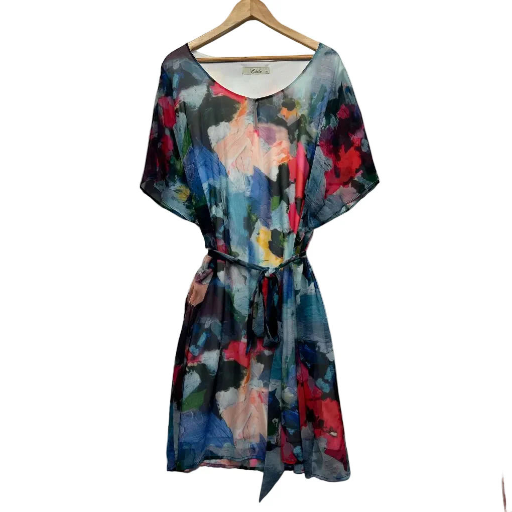 Estelle Multicoloured Abstract Print Midi Dress - Size 22