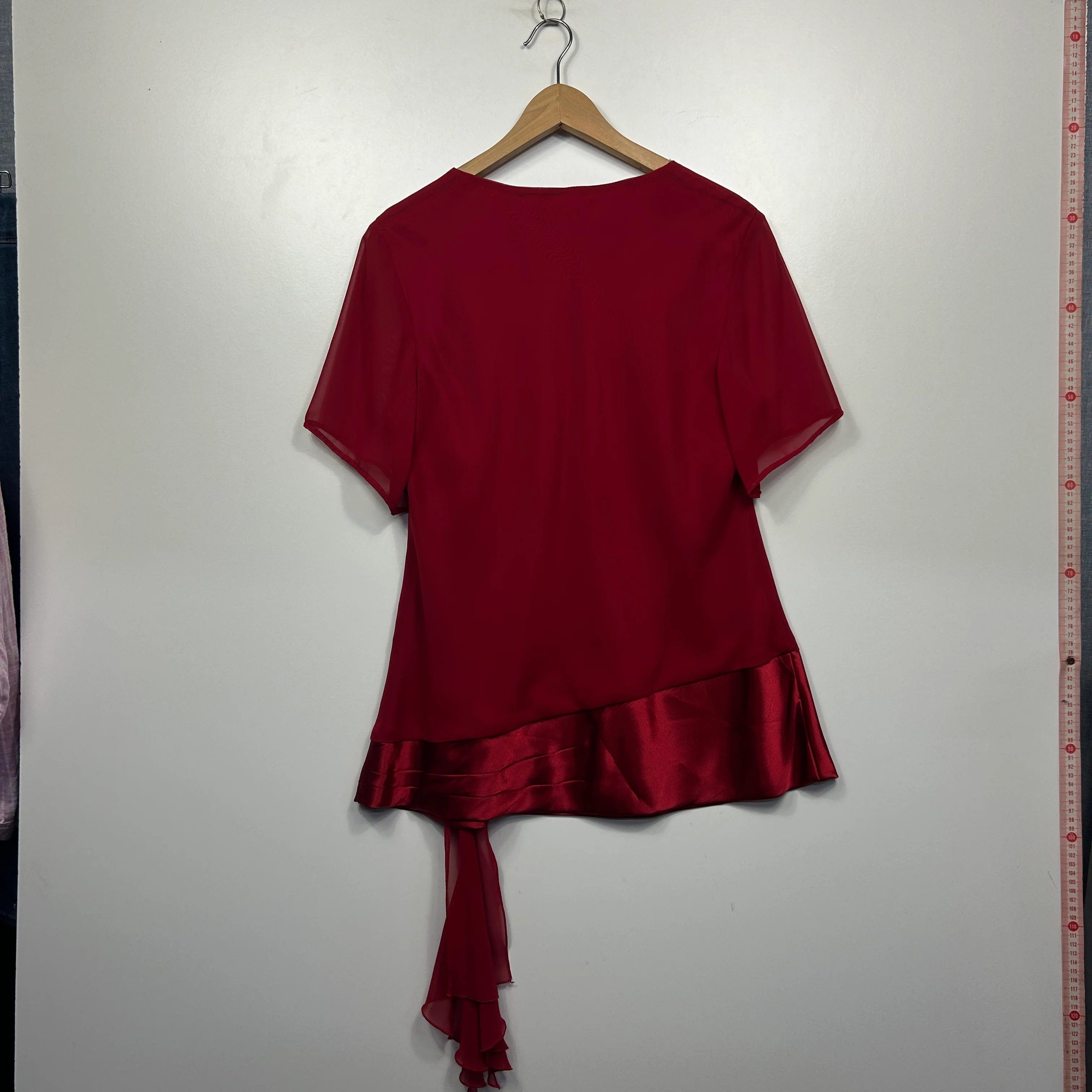 Eve Hunter Burgundy Satin Trim Top with Rosette Detail - Size 16 - Image 5