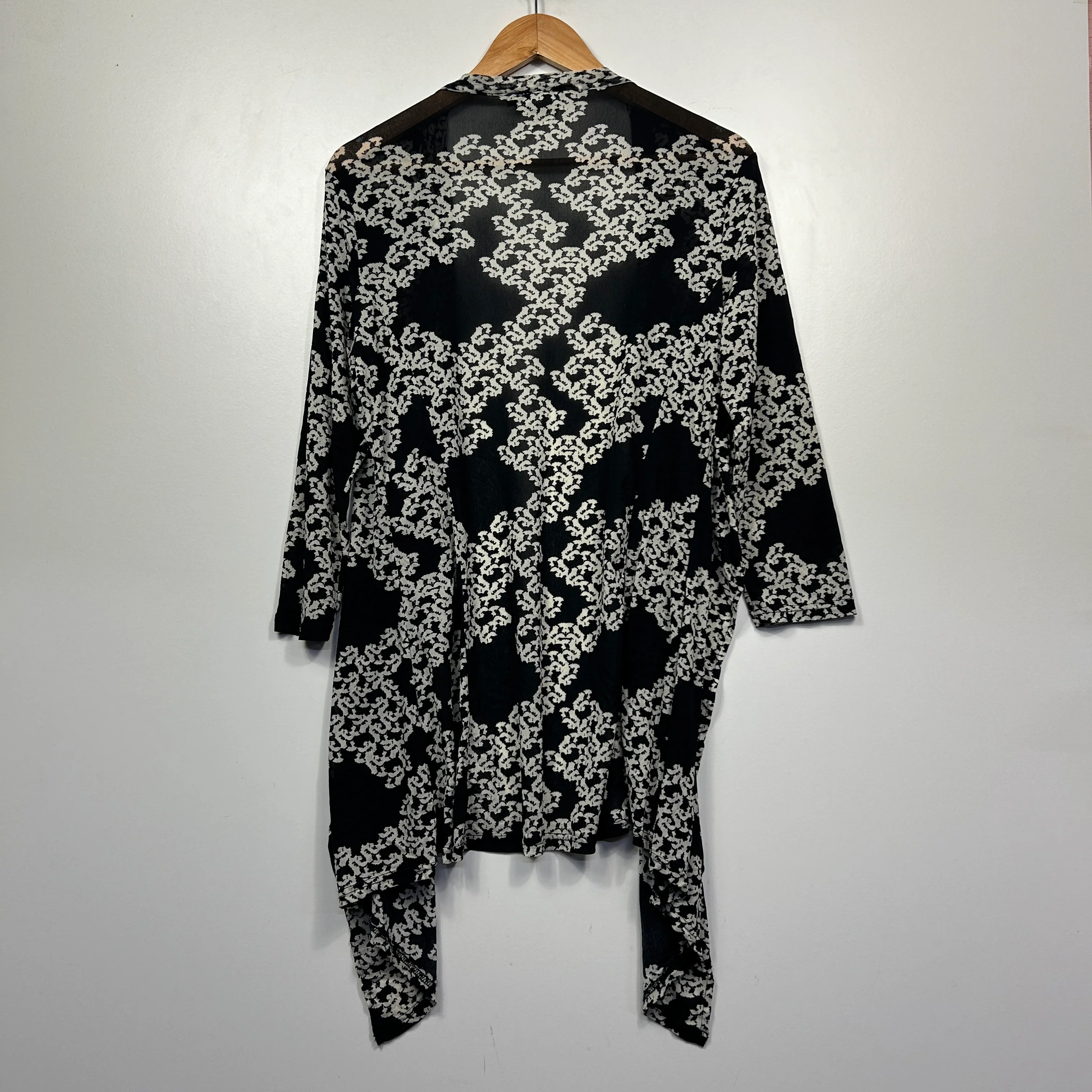 Flower Black White Floral Duster Jacket - Size 14 - Image 4