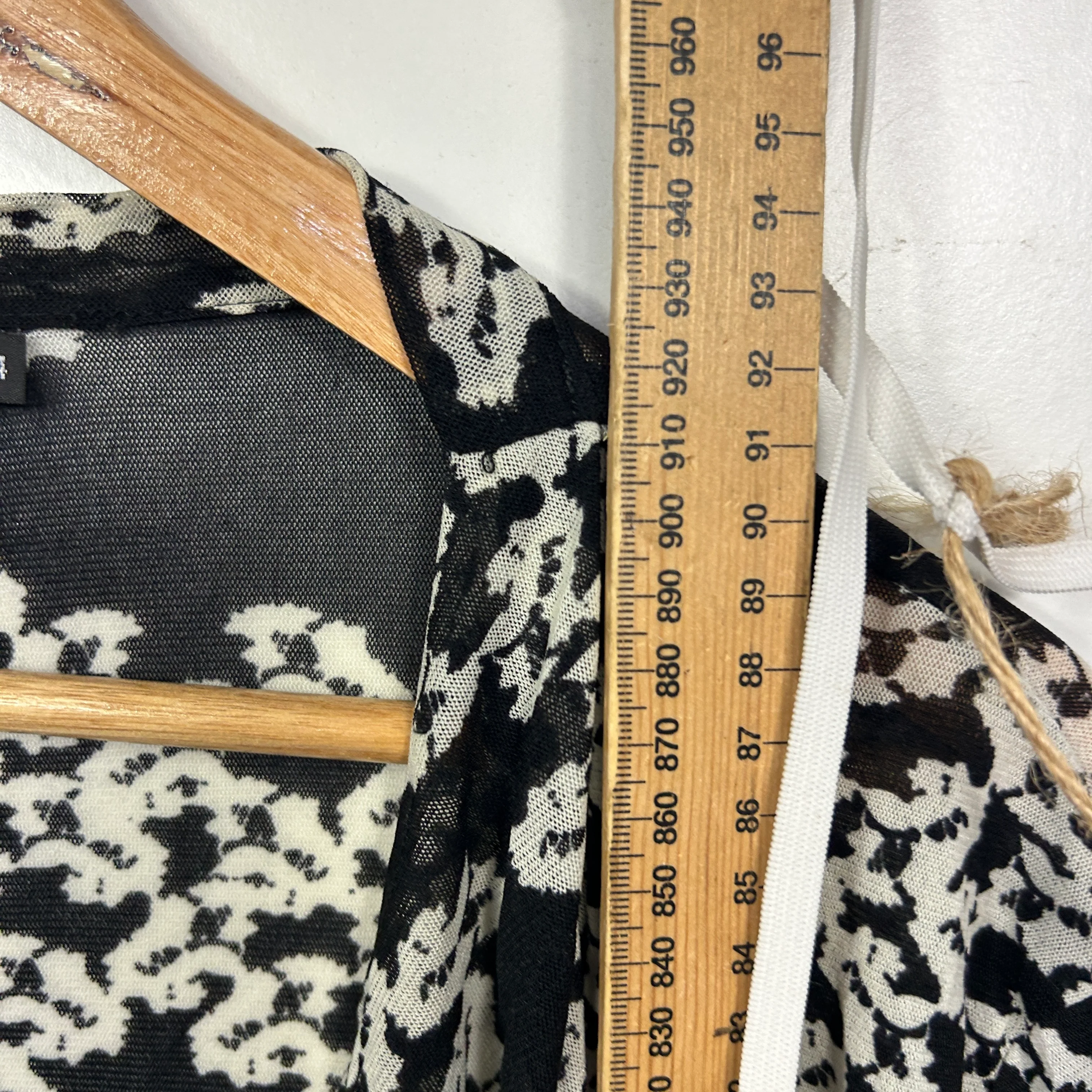 Flower Black White Floral Duster Jacket - Size 14 - Image 6