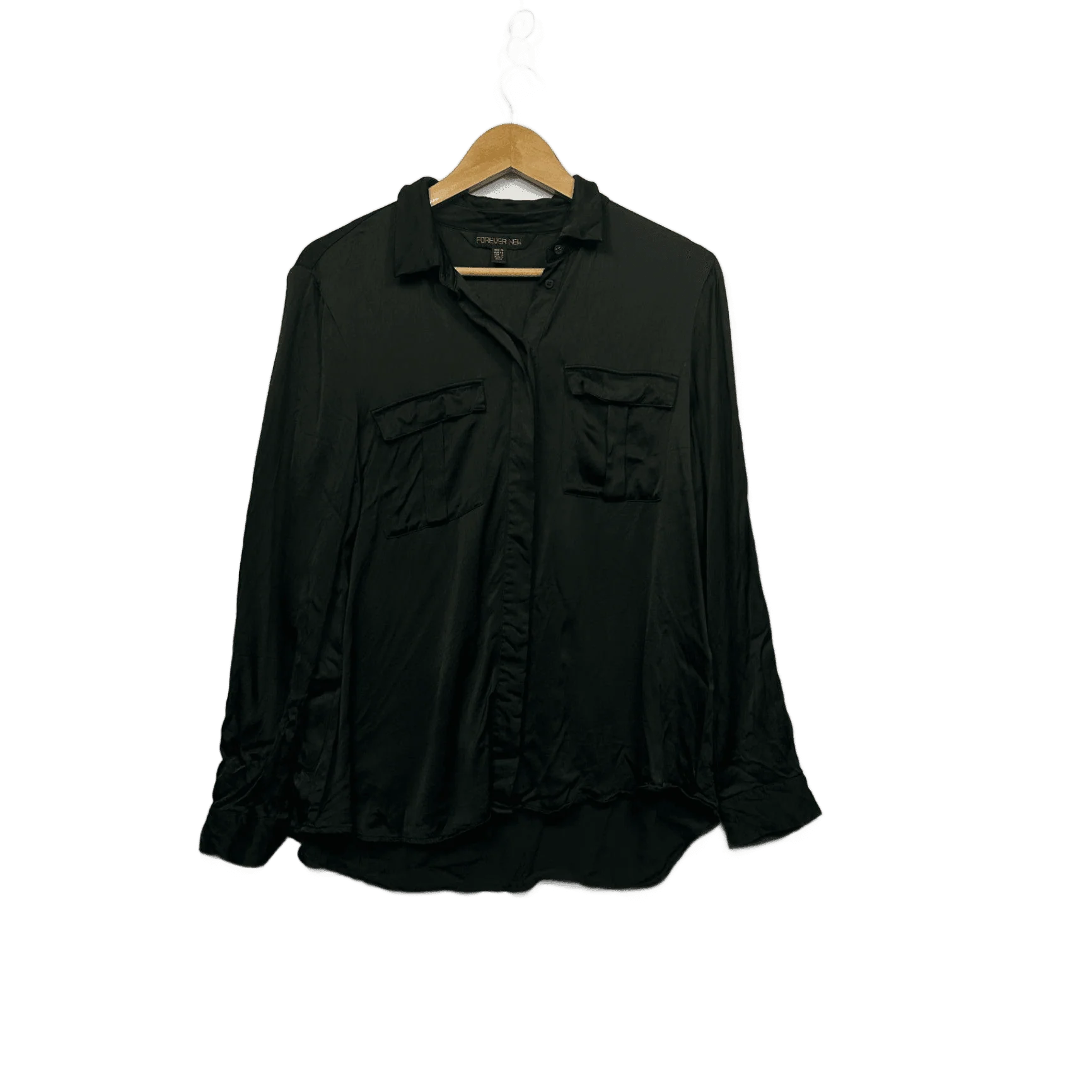 Forever New Olive Green Button Up Top Shirt Size 14 Viscose