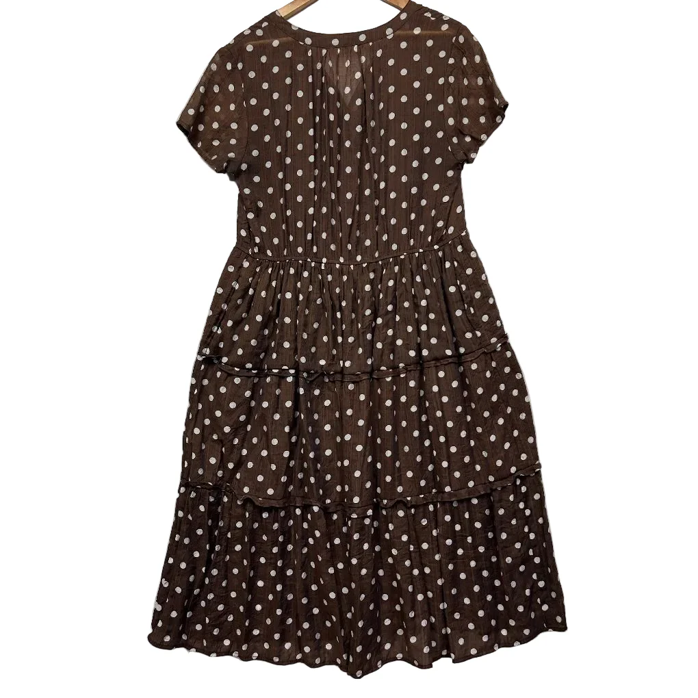 Gordon Smith Chocolate Polka Dot Dress - Size 12 - Image 5