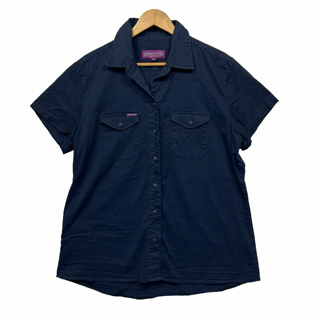 Green Hip Navy Blue Workwear Shirts - Size 18