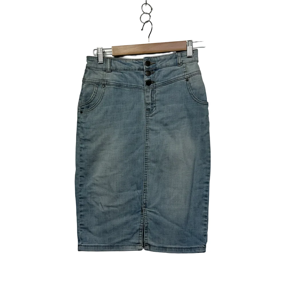 Forever New Grey Denim Skirt - Size 14