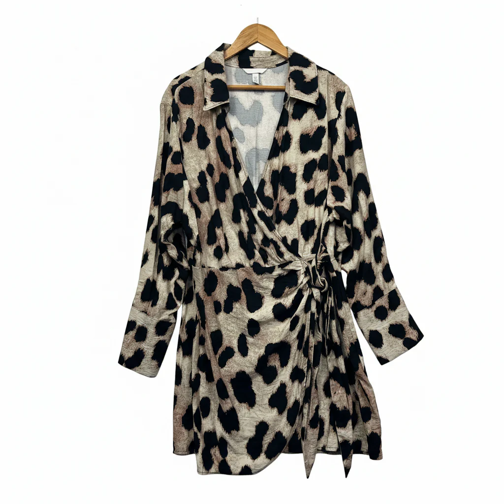 H&M Animal Print Wrap Dress - Size XL