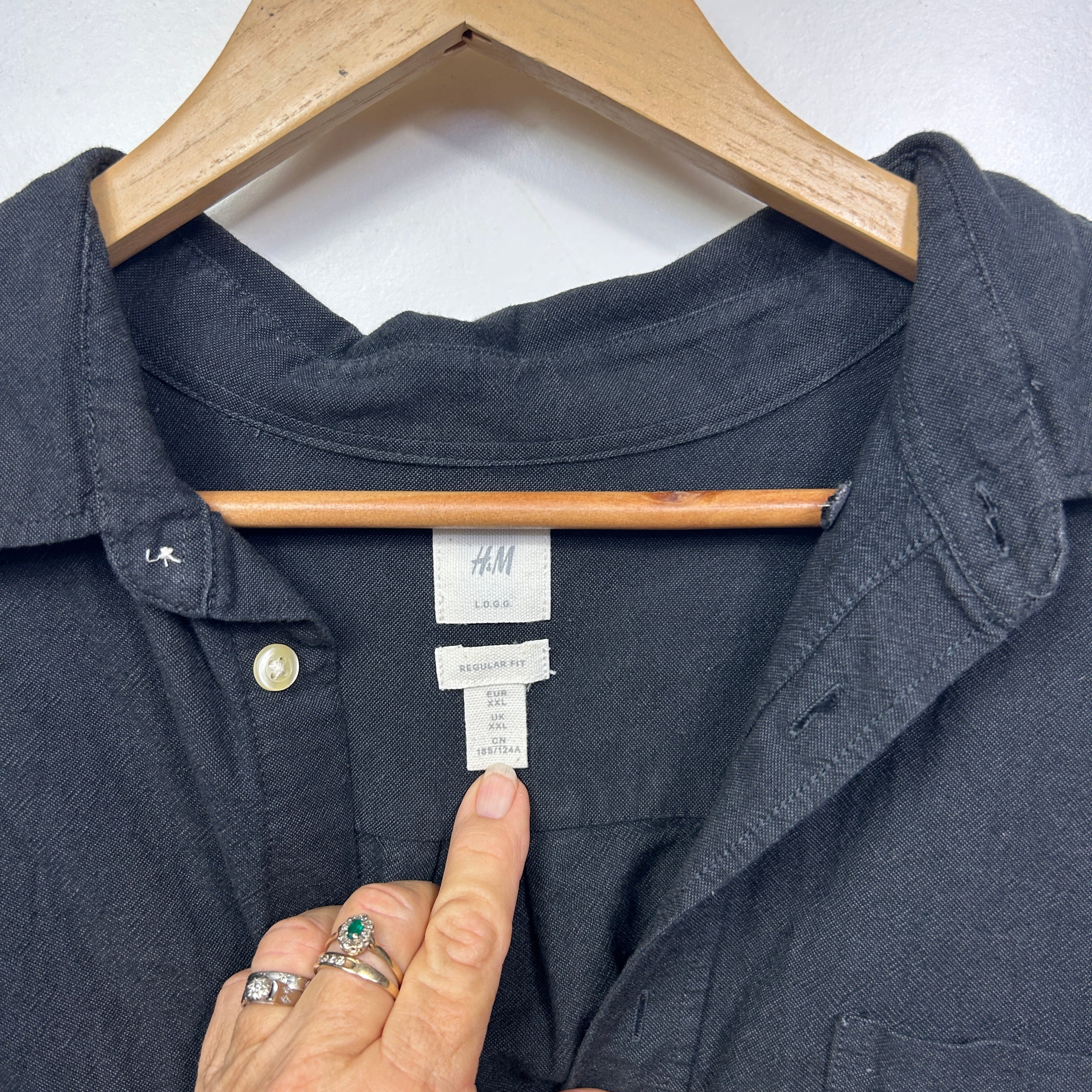 H&M Black Mens Cotton Long Sleeve Shirt - Size 2XL - Image 3