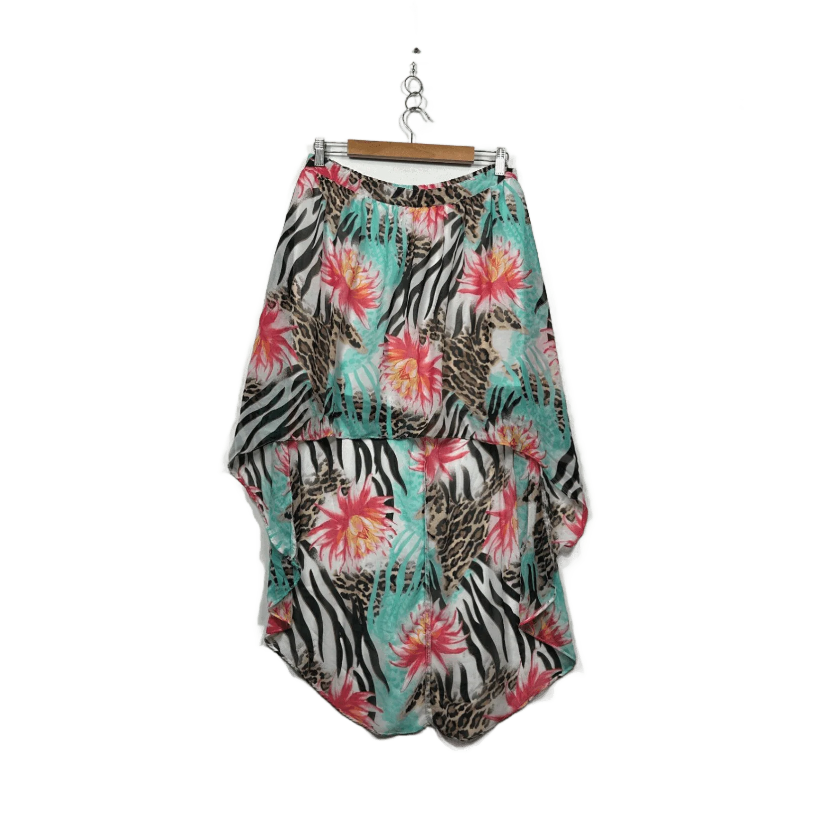 Hot Options Womens Multicoloured High Low Hem Maxi Skirt Size 14 Floral