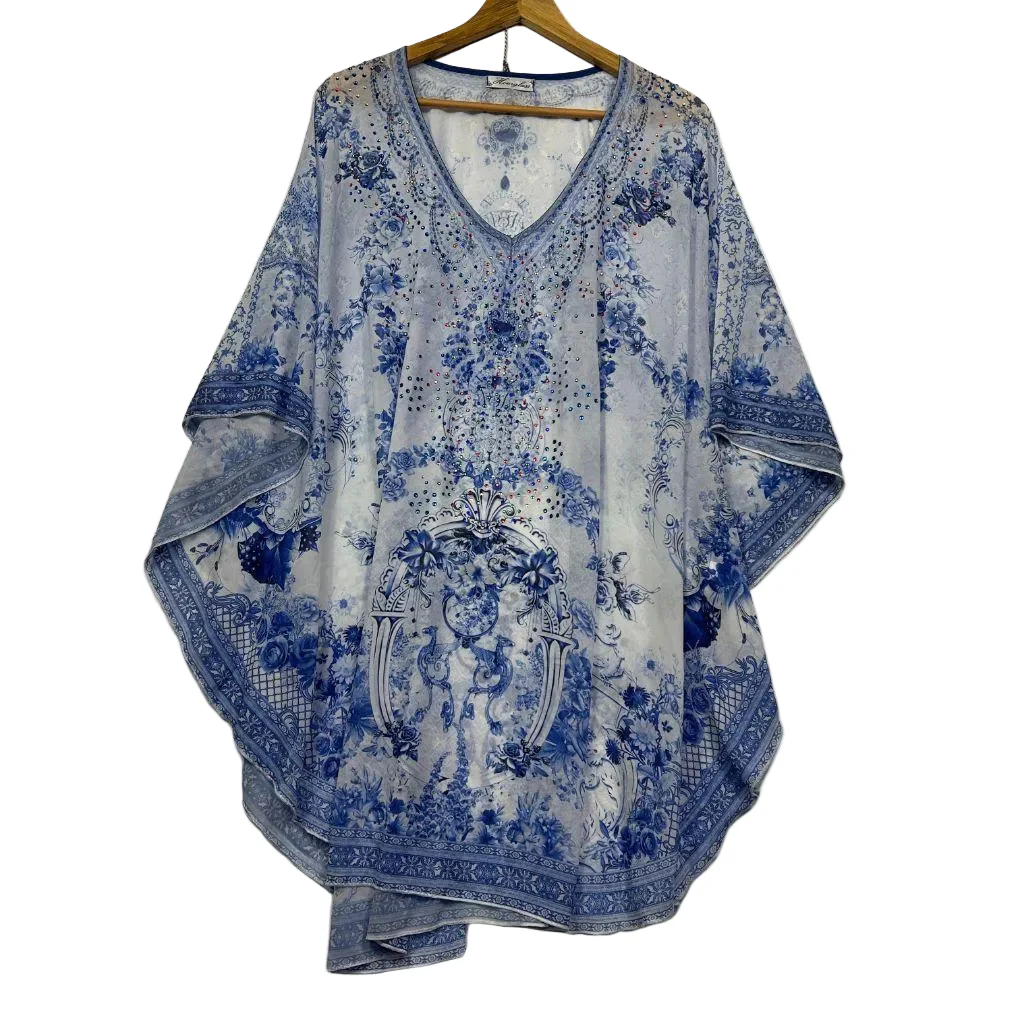 Hourglass Blue Paisley Sheer Kaftan Top - Size 20