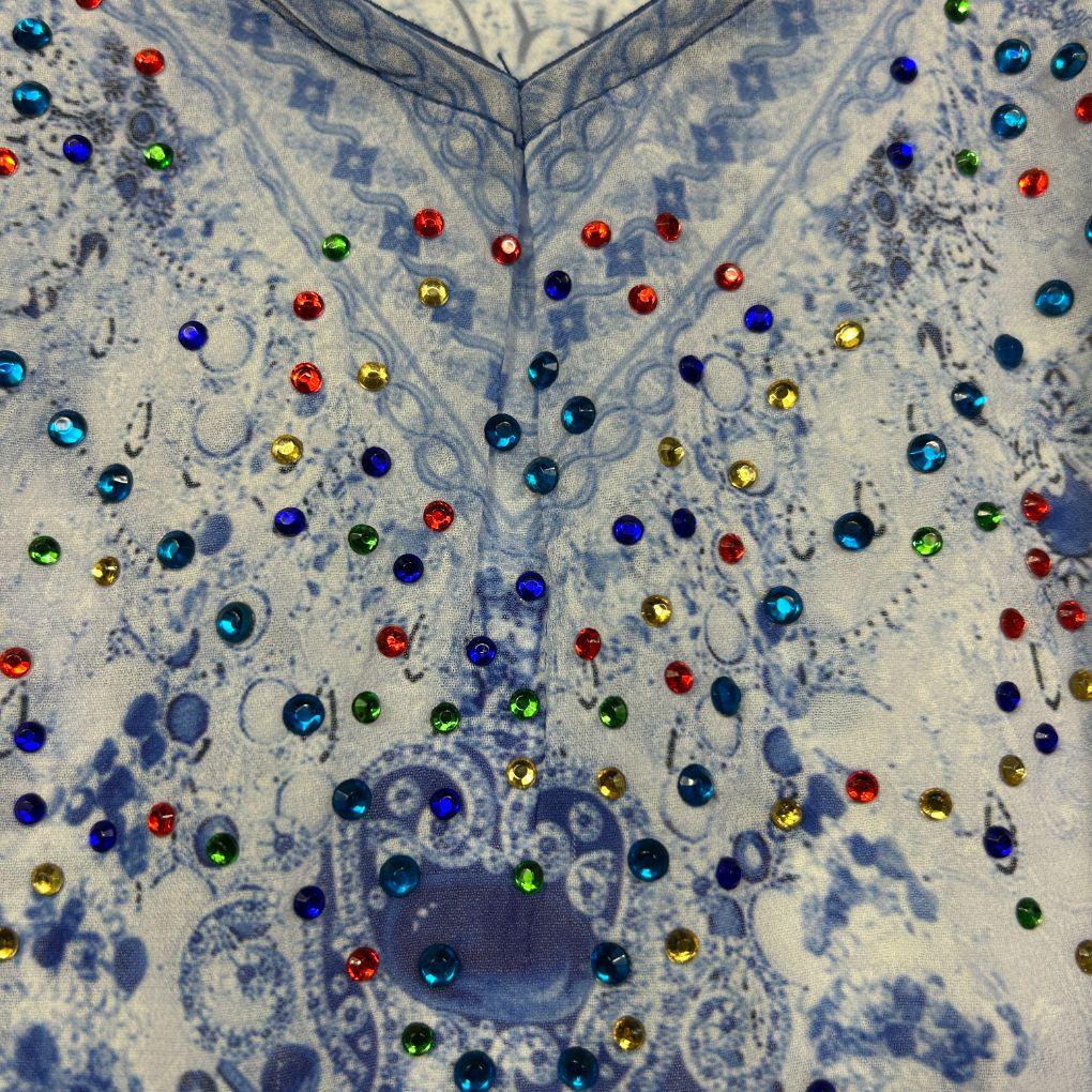 Hourglass Blue Paisley Sheer Kaftan Top - Size 20 - Image 4