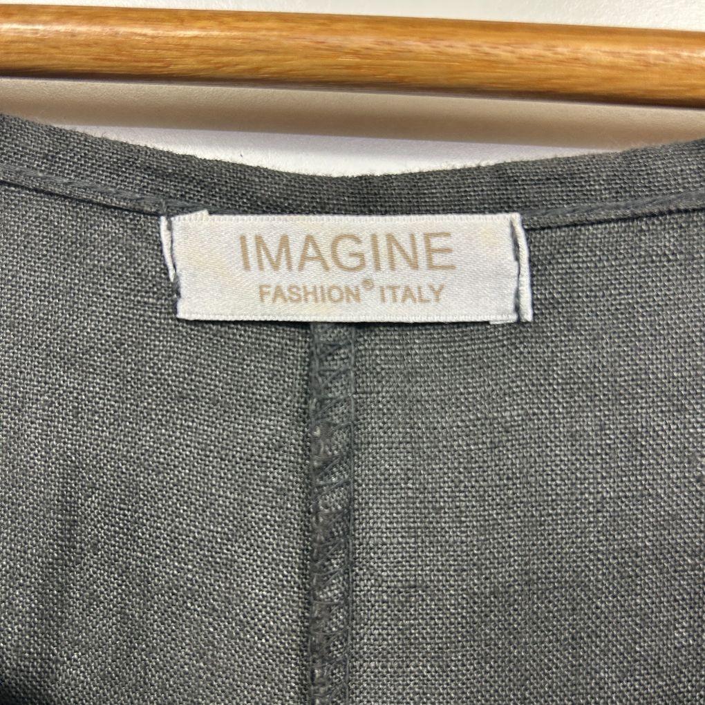 Imagine Charcoal Linen Dress - One Size - Image 2