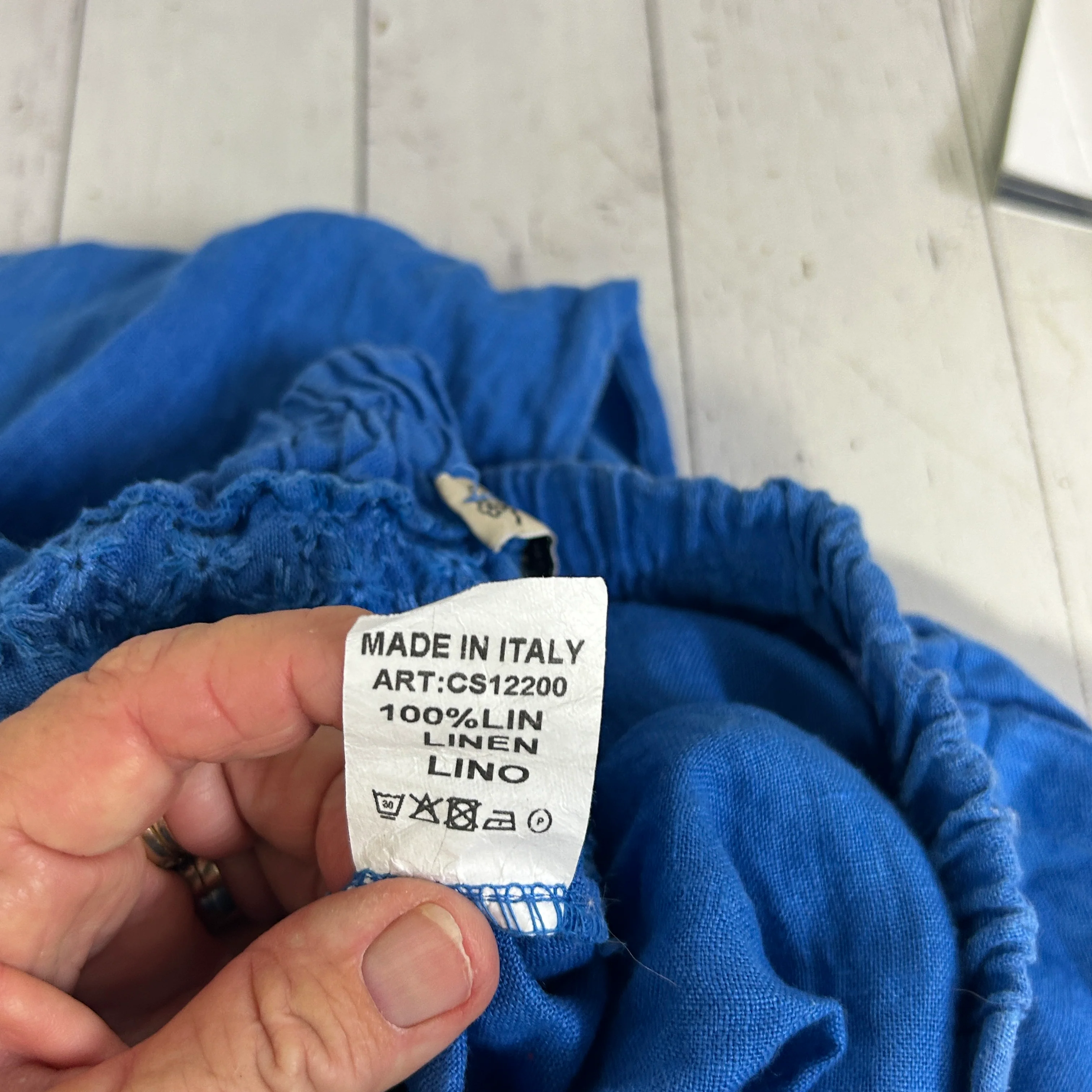Italian Blue Linen Pants -  Size 12/14 - Image 3