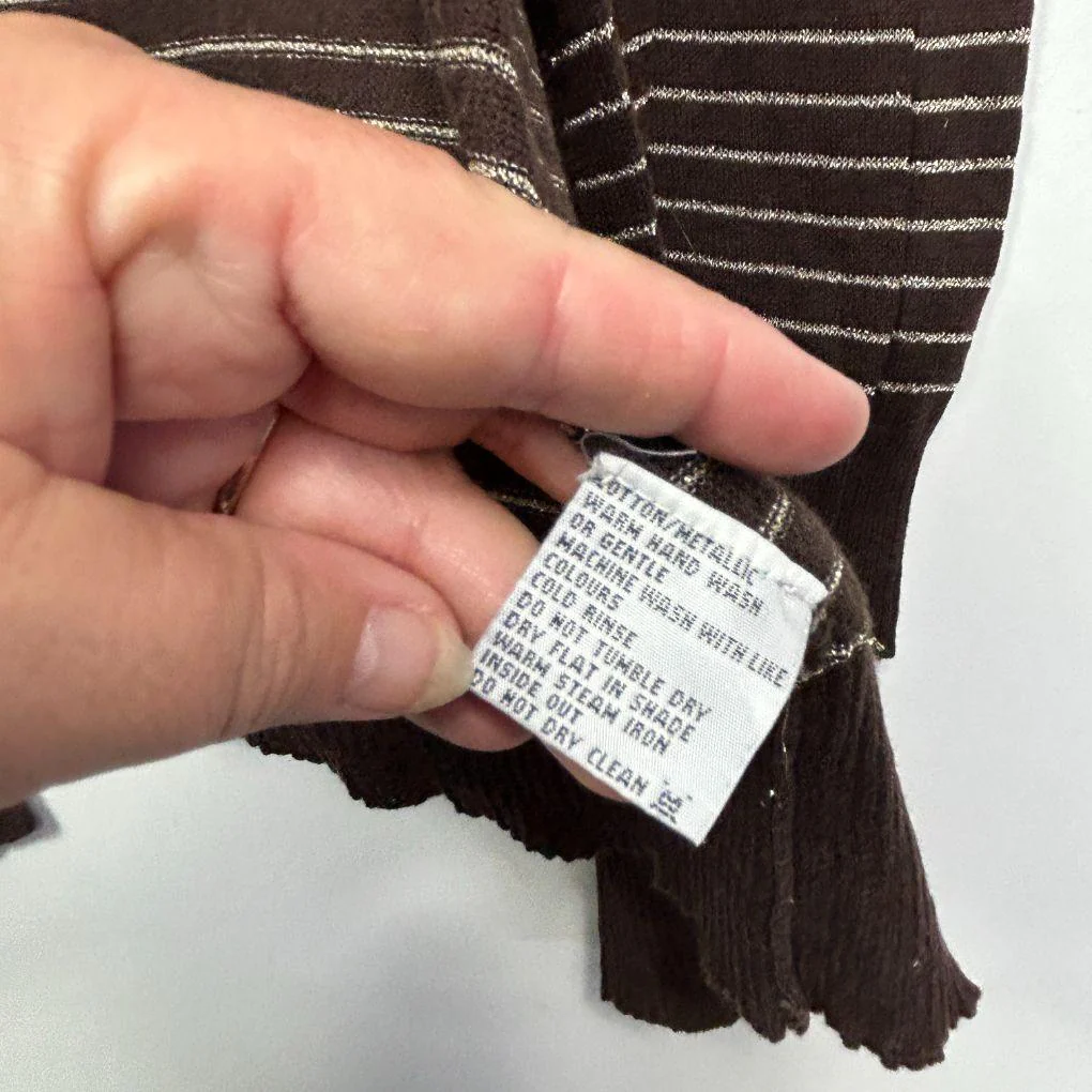 Itsu Chocolate Striped Cardigan Jumper - Size 14 - Image 4