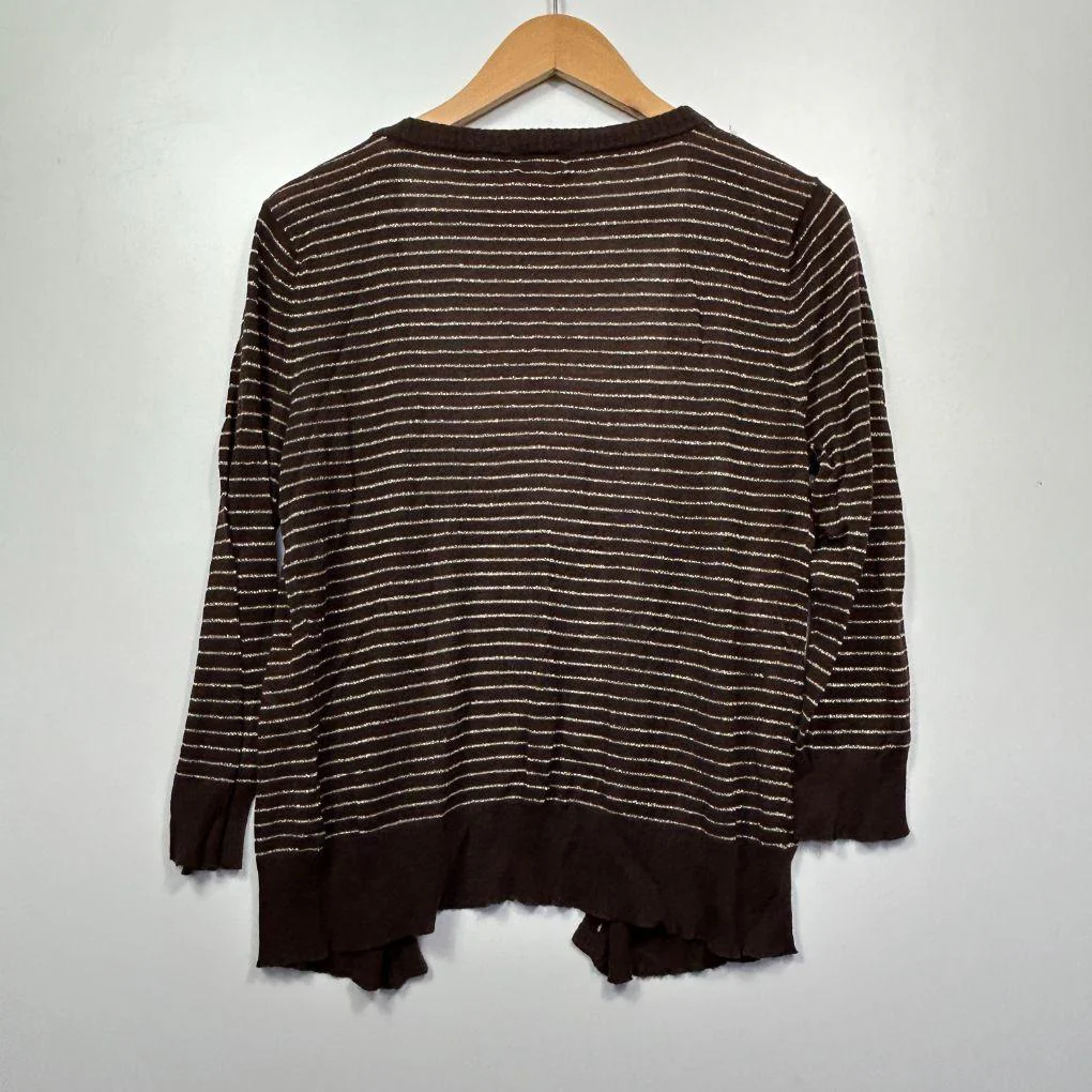 Itsu Chocolate Striped Cardigan Jumper - Size 14 - Image 5