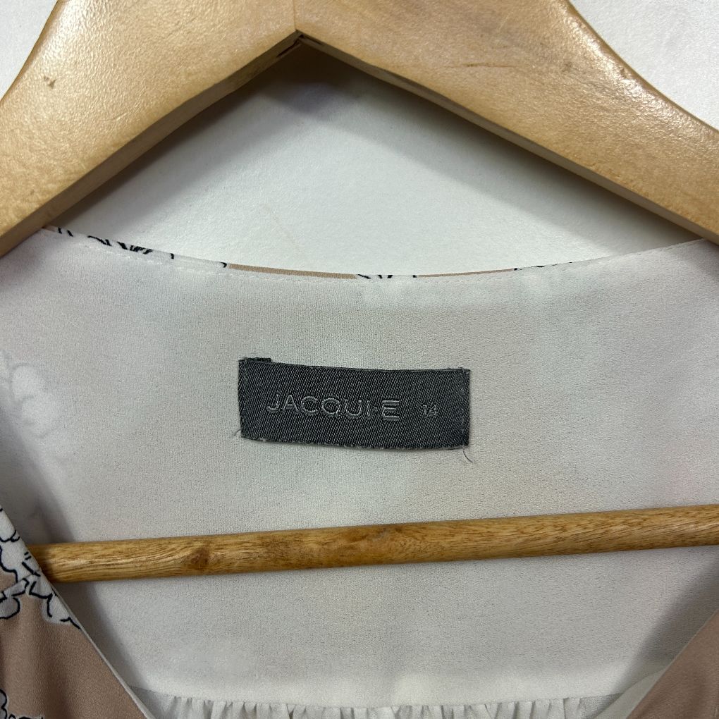 Jacqui E Beige Floral Print Top - Size 14 - Image 2