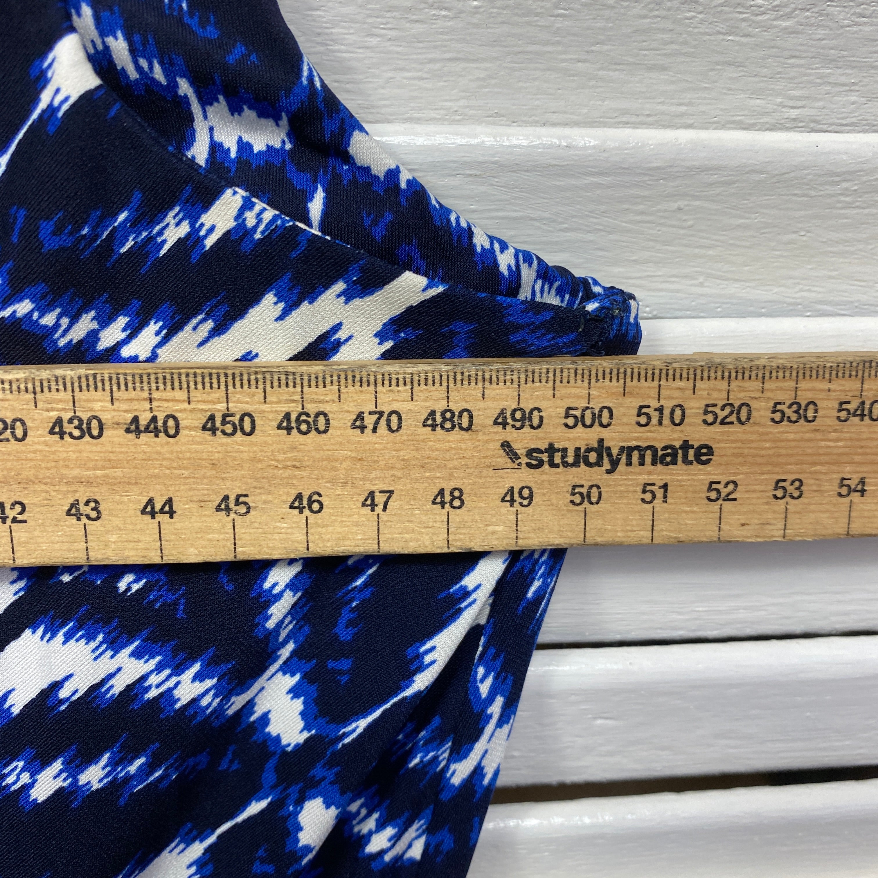 Jacqui E Dress Size 14 Large Sleeveless Blue White - Image 6