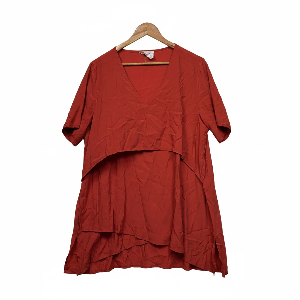 La Moda Plus Rust Short Sleeve Tunic Top - Size Large