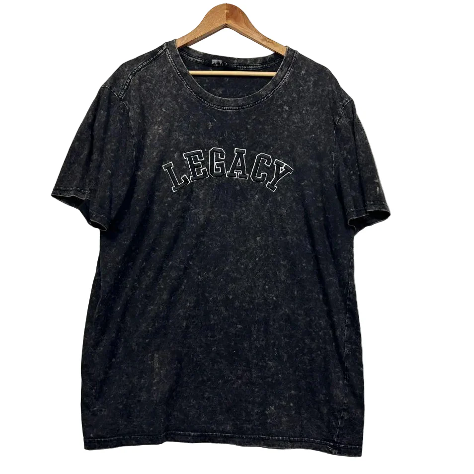 Jay Jays Cotton Washed 3D Embroidery Black Tee Shirt - Size XL