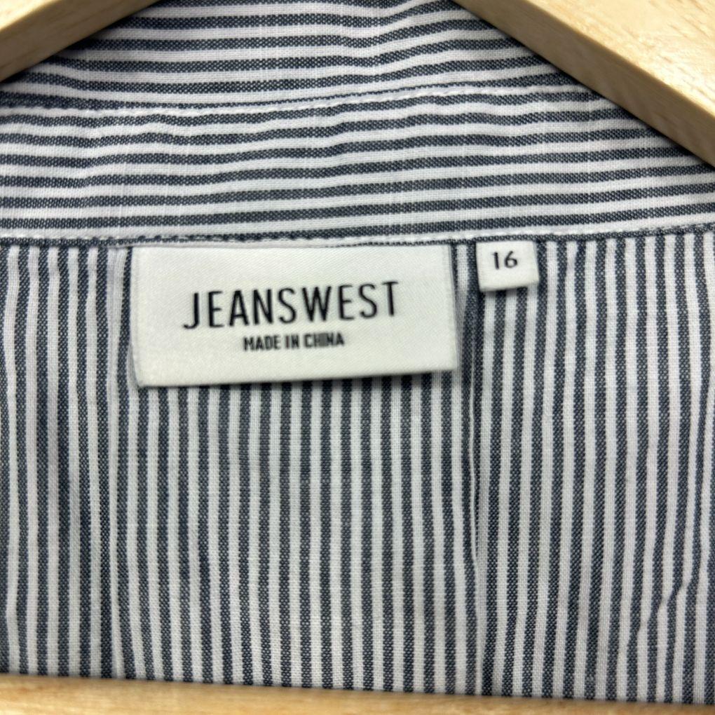 Jeanswest Grey White Cotton Stripe Shirt - Size 16 - Image 2
