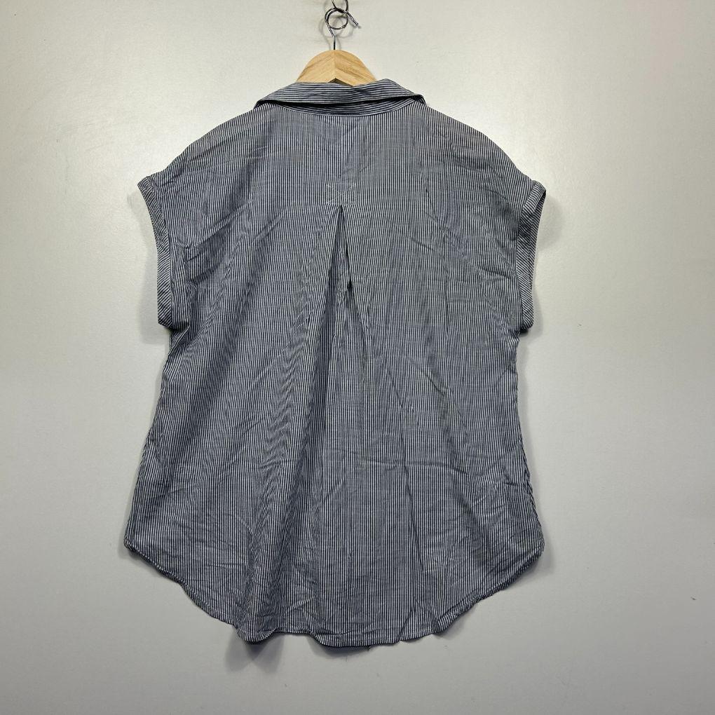 Jeanswest Grey White Cotton Stripe Shirt - Size 16 - Image 5