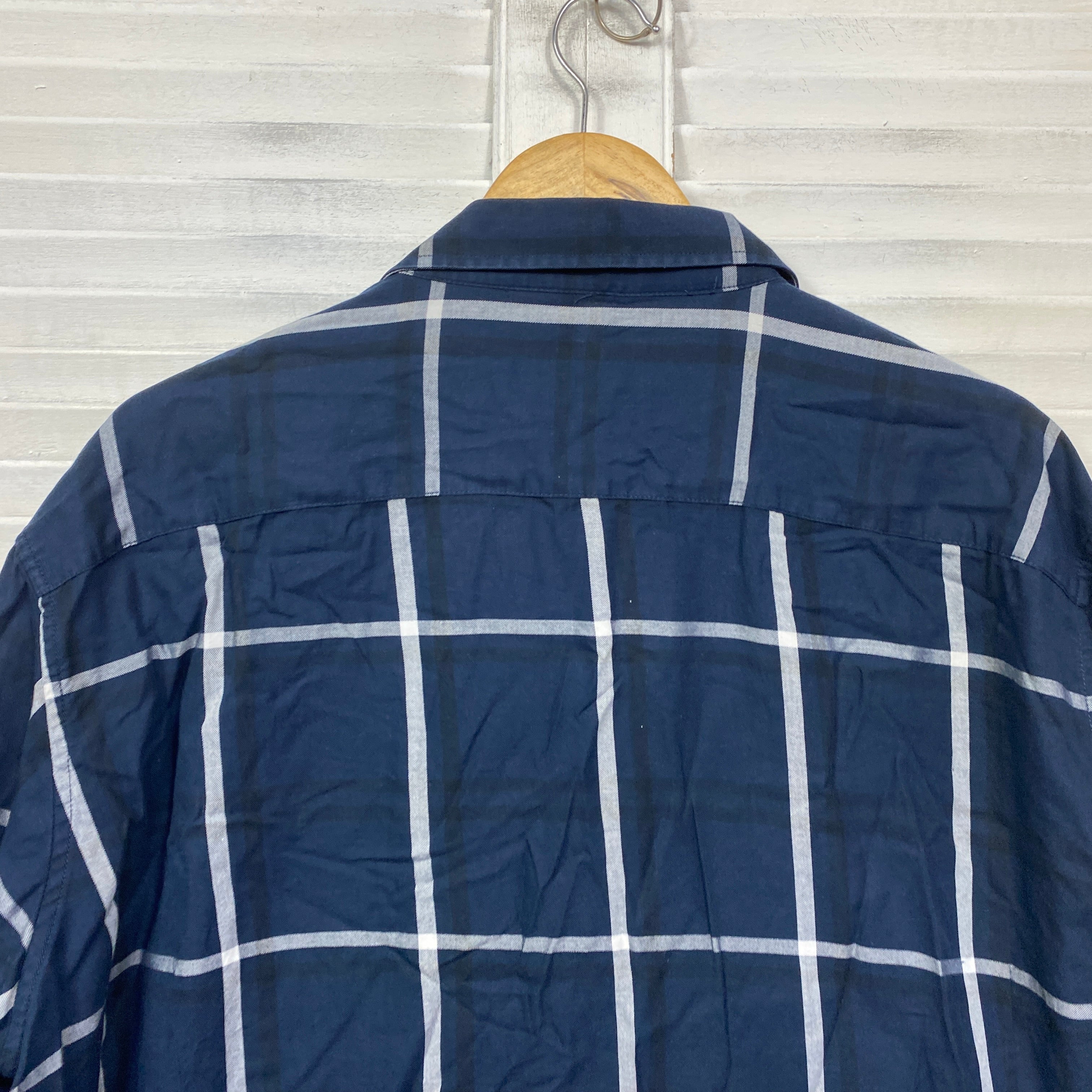 Johnny Bigg Mens Shirt Size 3XL Blue White Check Long Sleeve - Image 6