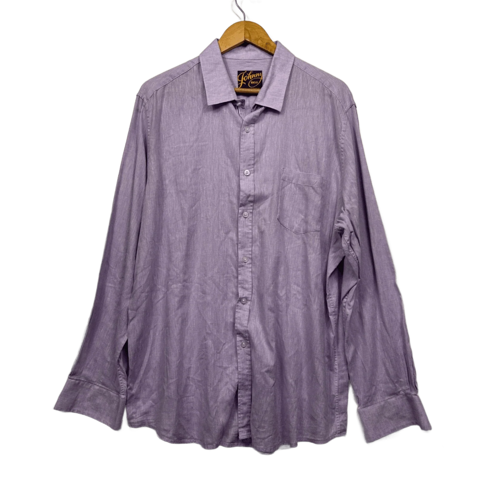 Johnny Bigg Men's Size 2XL Lilac Long Sleeve Button-Up Shirt Linen Blend