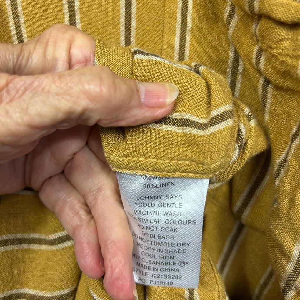 Johnny Bigg Mustard Stripe Linen Shirt - Size 3XL - Image 3